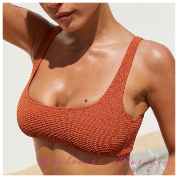 🔥LA Hearts Brown Bianca Scrunch Bikini Top NWT - Picture 5 of 7